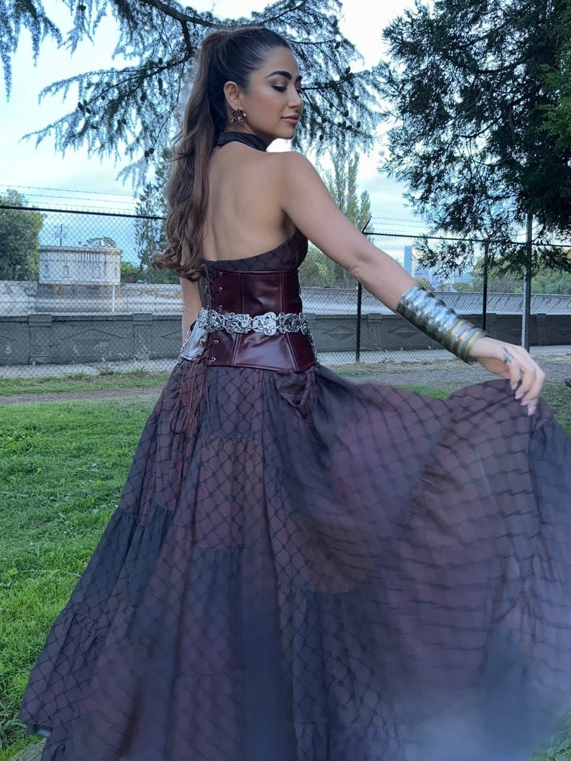 Dana Salah in custom Sarah Abbas dress for Palestine Forever Fest